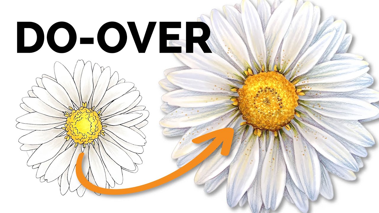 Do You Shade White Flowers with Gray? Marker Makeover: Daisy