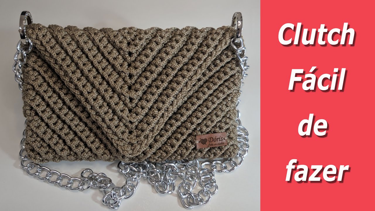 Clutch em crochê (Modelo Envelope) - Fio Náutico 5mm - Fácil e rápida de fazer.