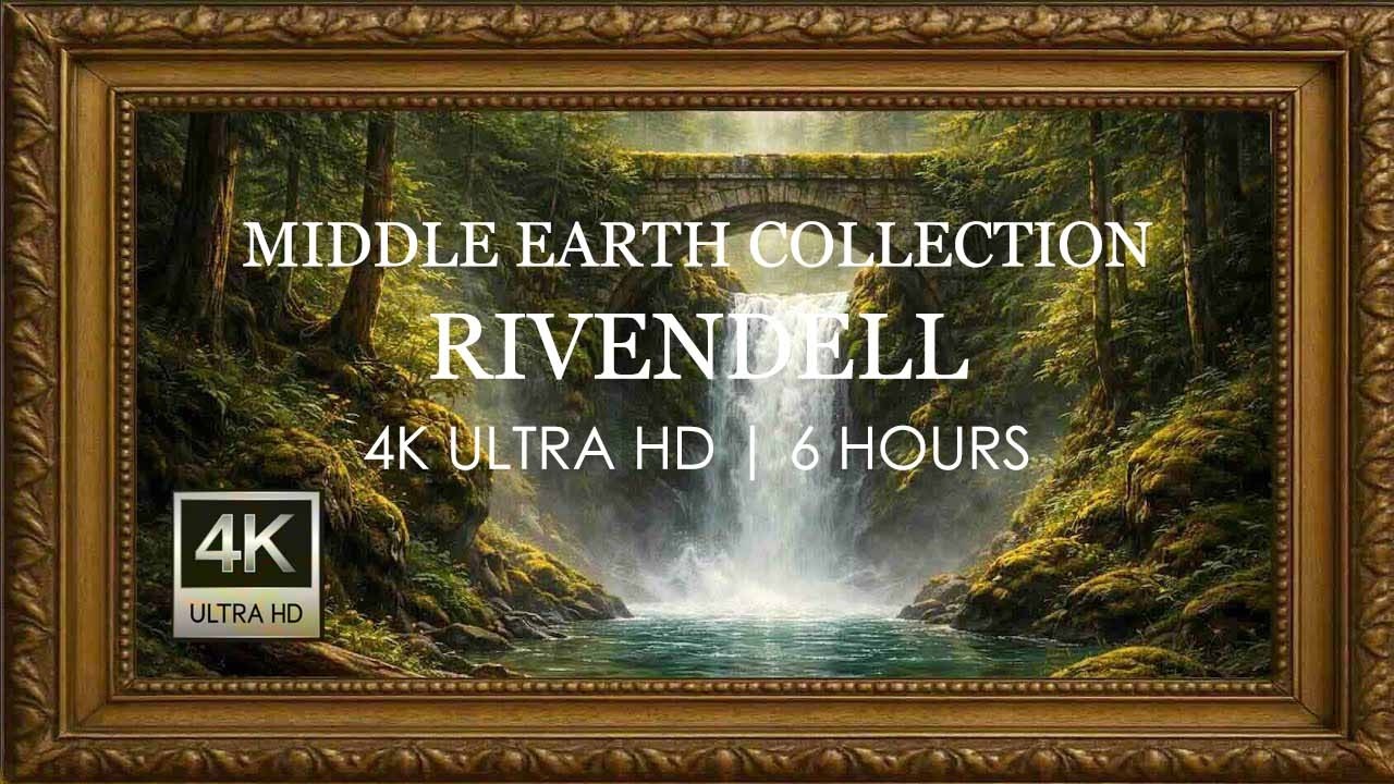 6hr | Rivendell Peaceful Forest Waterfall Ambience – 4K Wall Art for TV Screens