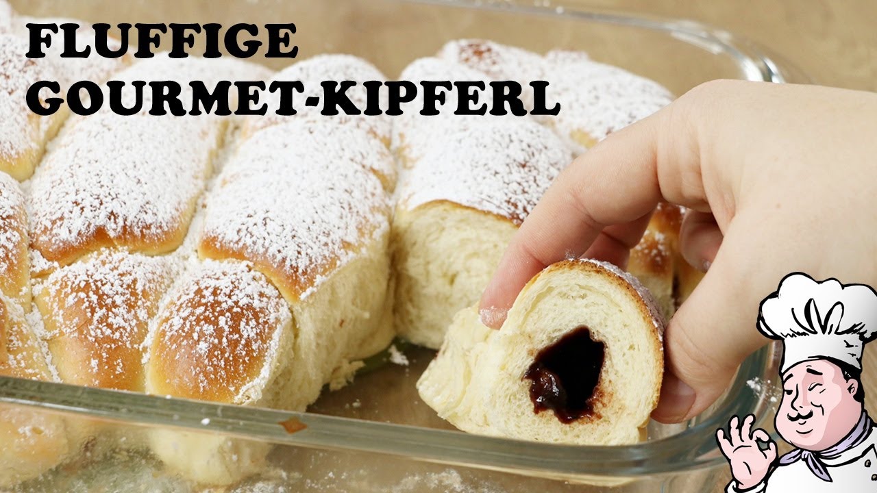 Fluffige Kipferl mit Marmelade - Gourmetkipferl - Frühstückskipferl - Marmeladehörnchen