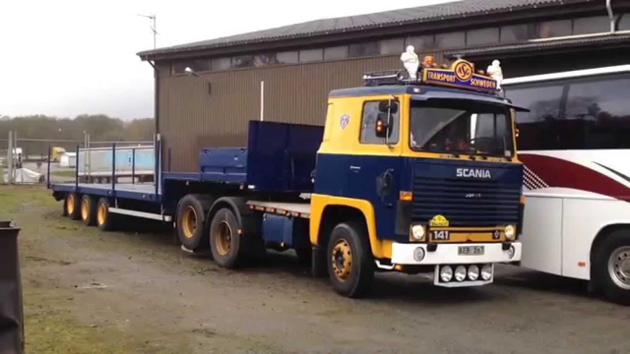 Scania 141 kopplar trailer i Veddige V8 power