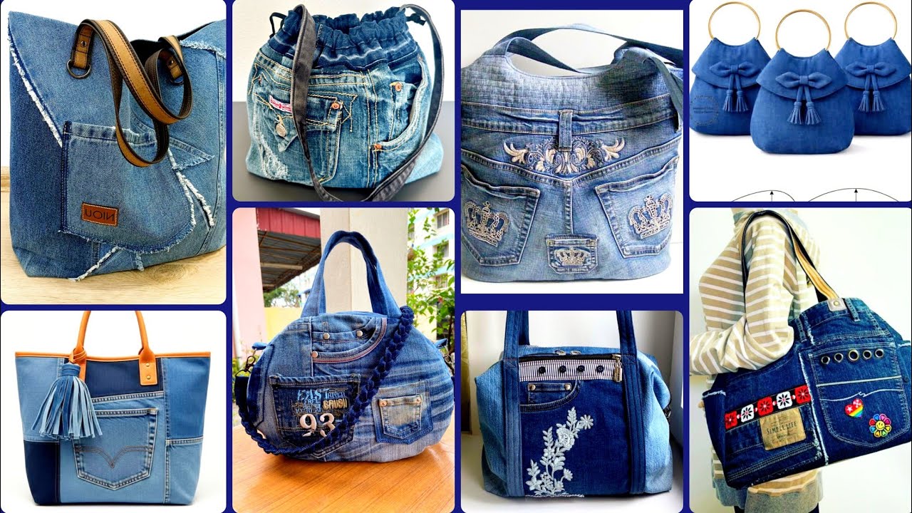 Best stylish old jeans handbags and stunning denim patchwork recycling shoulder bags 