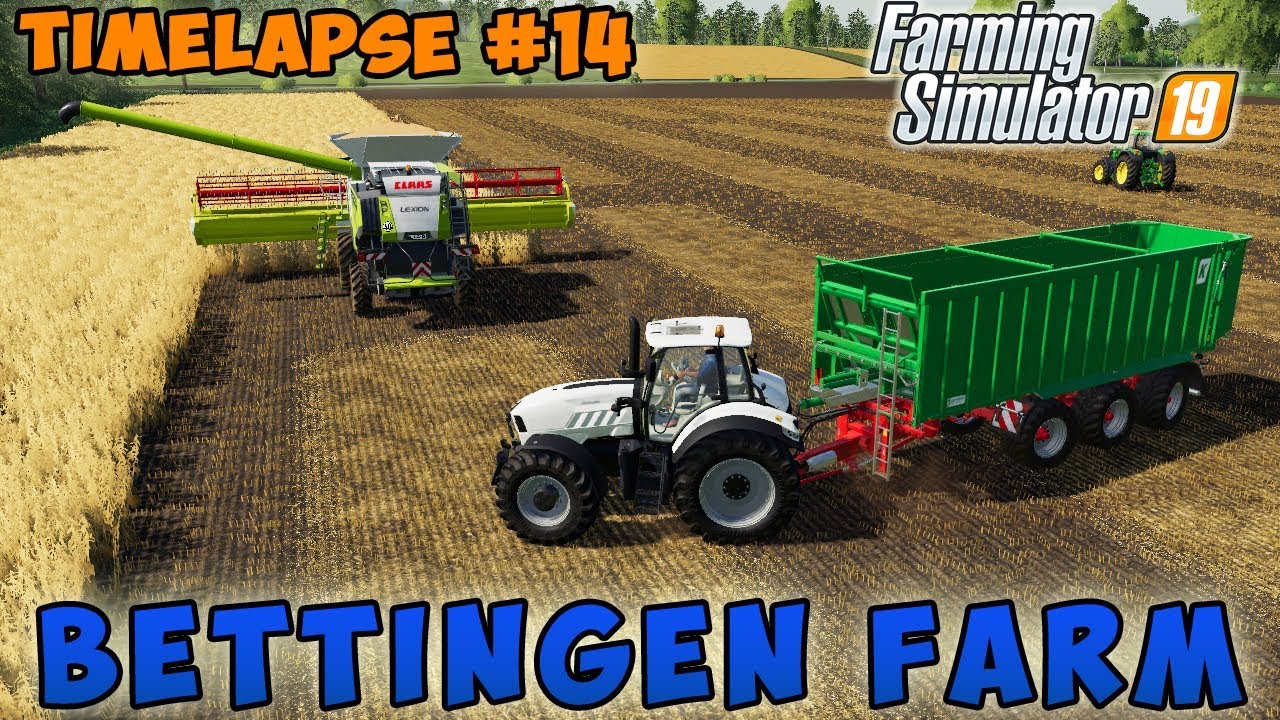 Farming simulator 19 | Bettingen Farm | Timelapse #14 | Harvesting crop and mowing grass