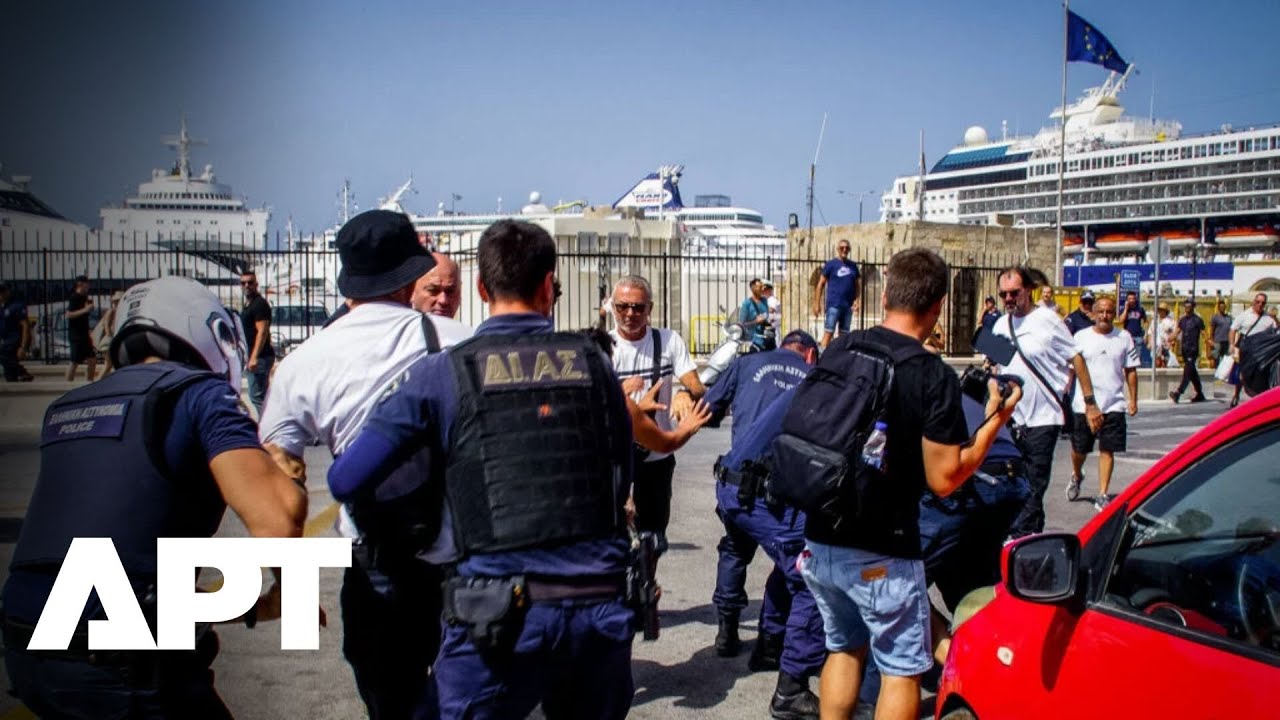 Protesters Clash with Police in Greece Over Arrival of Israeli Cruise Ship | APT