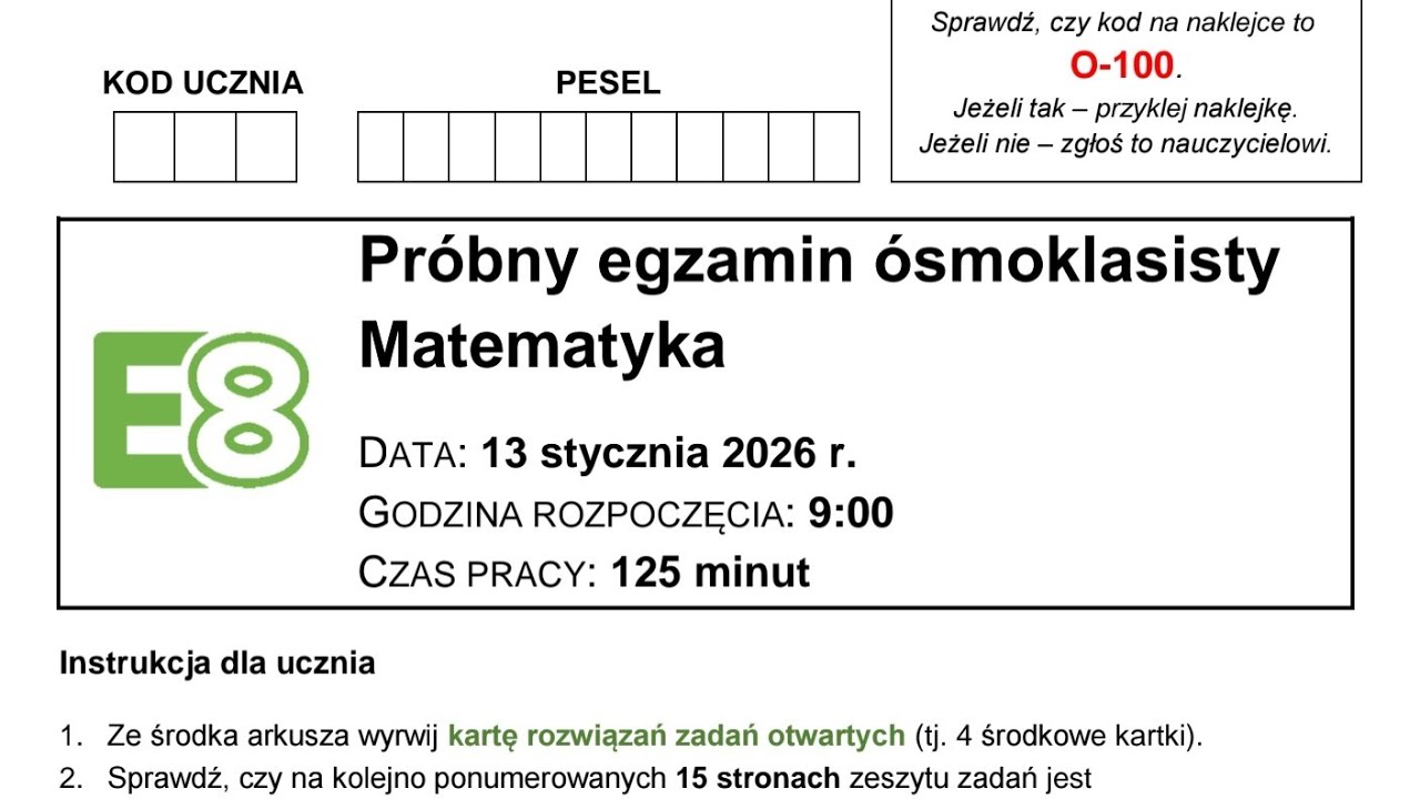 Egzamin ósmoklasisty Z matemtyki Styczeń 2026