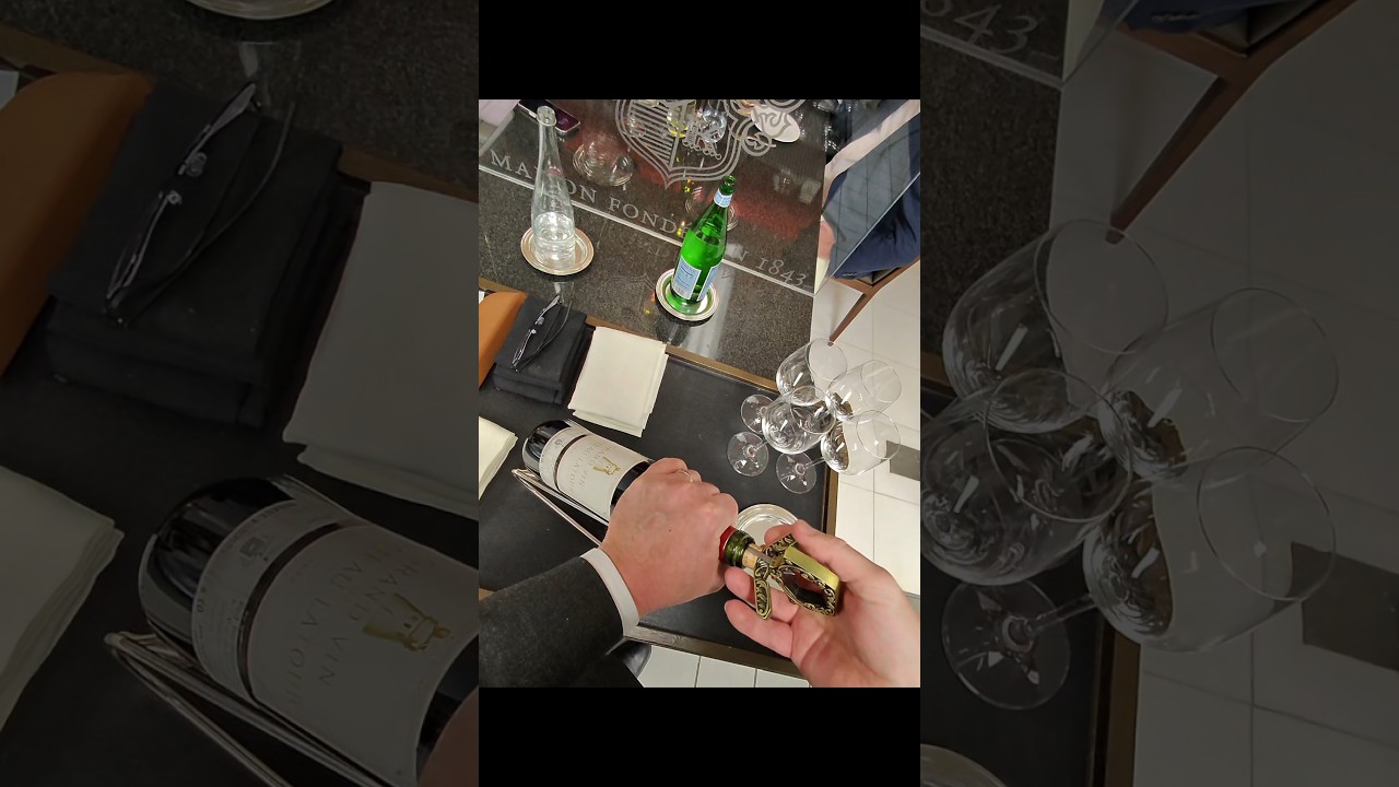 Otwarcie stolika 3800 dolar&oacute;w 1982 Chateau Latour #fyp #eksploruj #trendy #wirusowewideo #asmr #jedzenie #pov