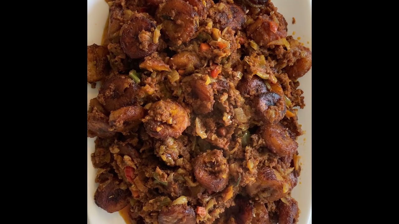 Plat du jour/Banane plantain avec viande haché