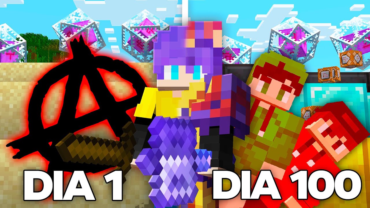 SOBREVIVI 100 DIAS EM UM SERVIDOR AN&Aacute;RQUICO DE MINECRAFT
