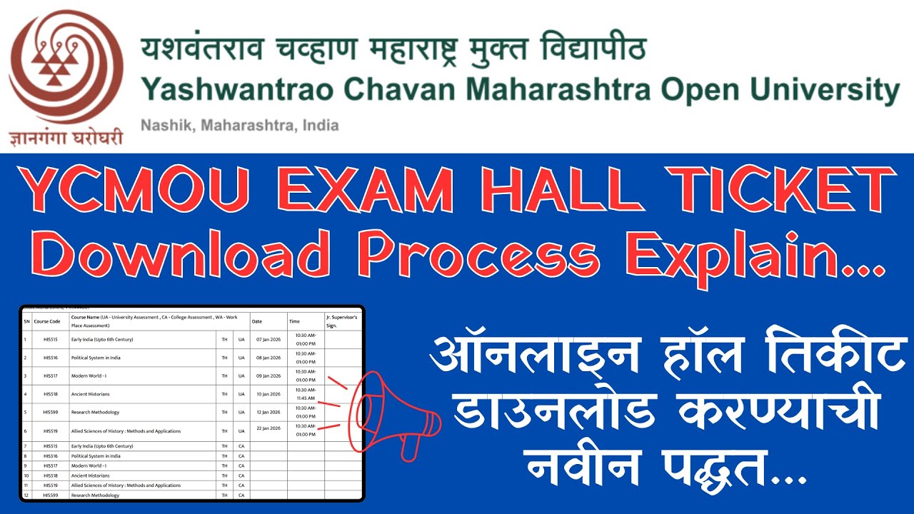 YCMOU Hall Ticket Download Online | FASTEST Way to Get Your YCMOU Exam Hall Ticket