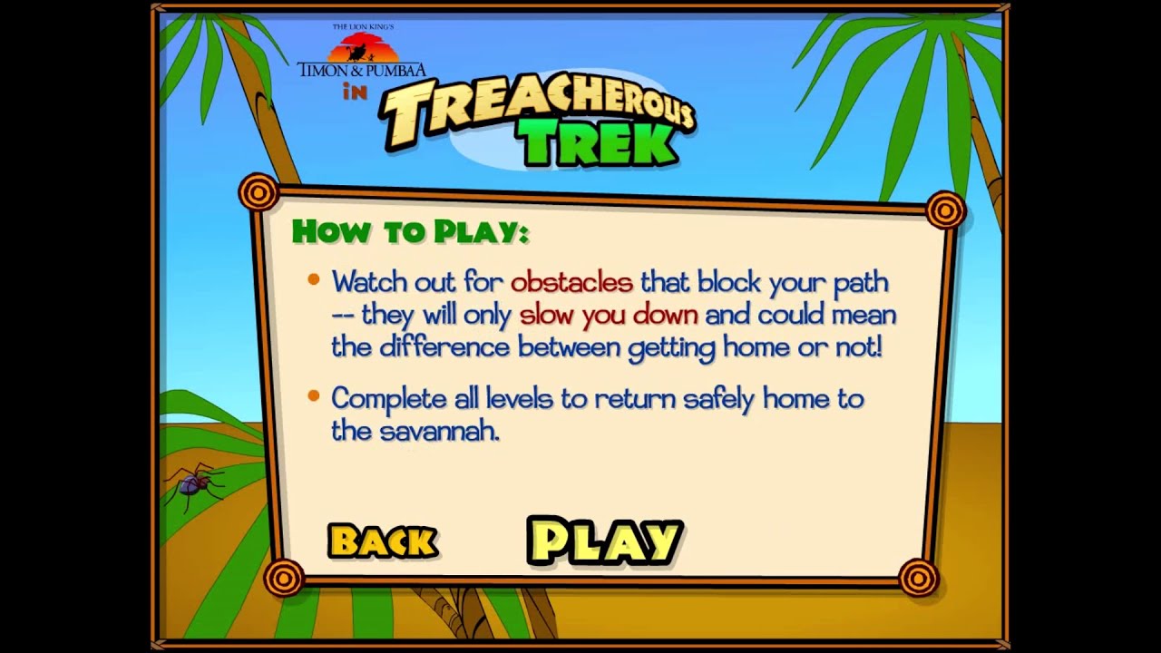 INTRO & HOW TO PLAY of Treacherous Trek (2003) - Timon & Pumbaa Toon Disney Game