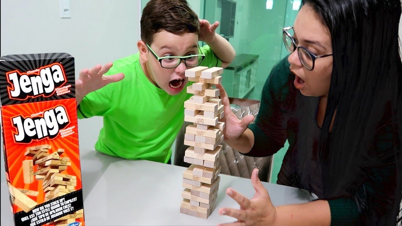BATALHA DE JENGA Jogo de torre de madeira para crianças!