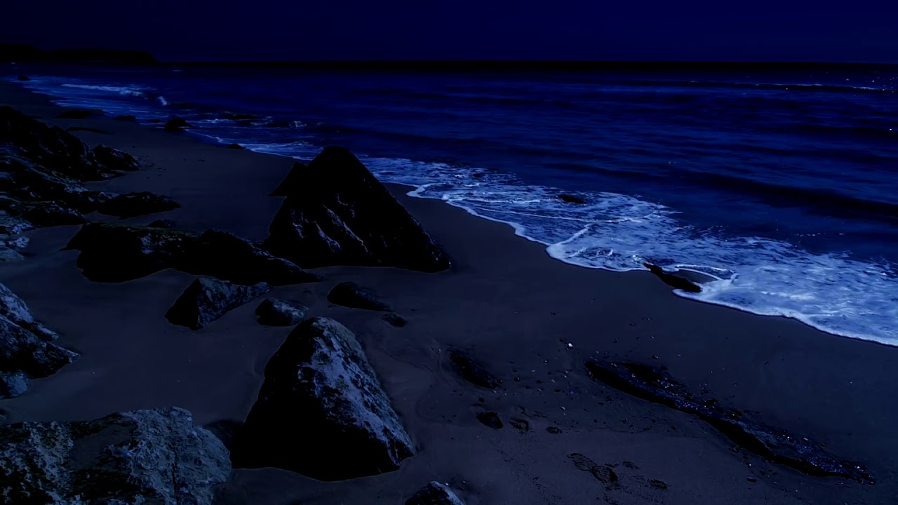 Sonidos del oceano para dormir profundamente * Sonido relajante del mar en noche de luna llena