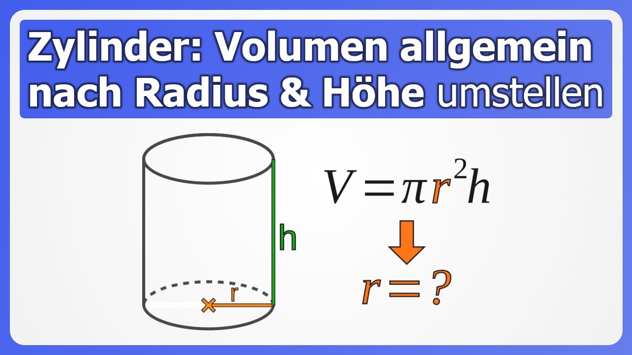 Zylinder: Volumen allgemein nach Radius oder Höhe umstellen | Formeln umstellen