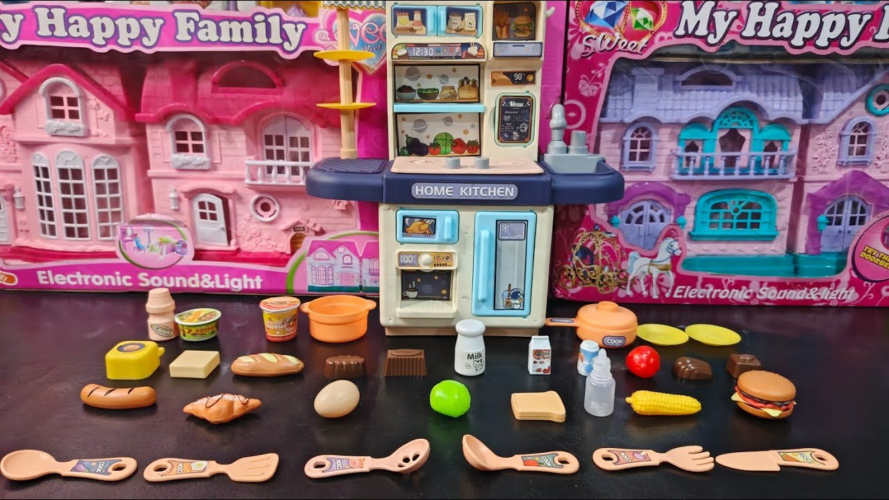 5 Minutes Satisfying with Unboxing Hello Kitty Kitchen Set | Miniature Burger Set Making with Fruit