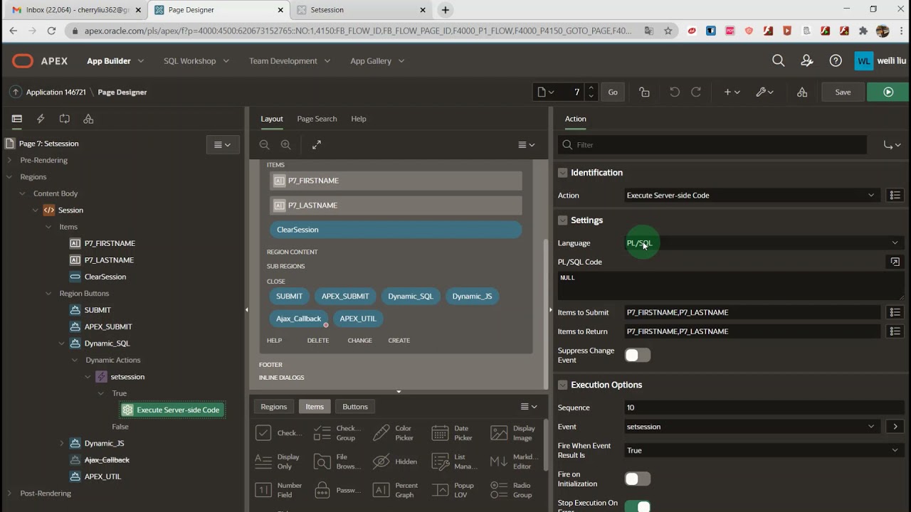 Set Session State in Oracle APEX
