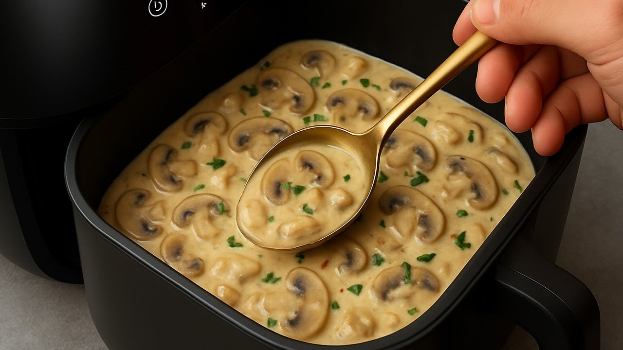 Tasty Air Fryer Creamy Mushrooms Chicken [Quick & Easy]
