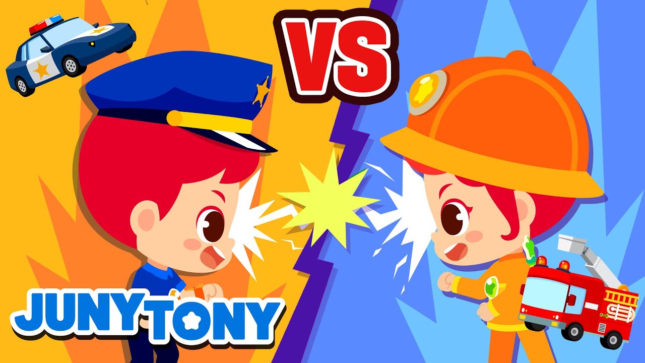 Policías vs Bomberos | ¡Que Gane el Mejor! | Canciones Infantiles | JunyTony en español