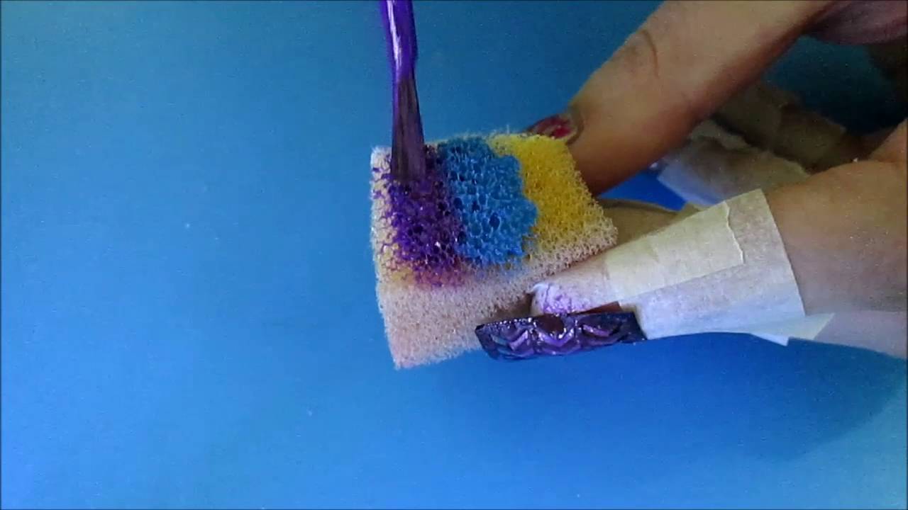 Degrade Arco-íris com Nail Stamp!!