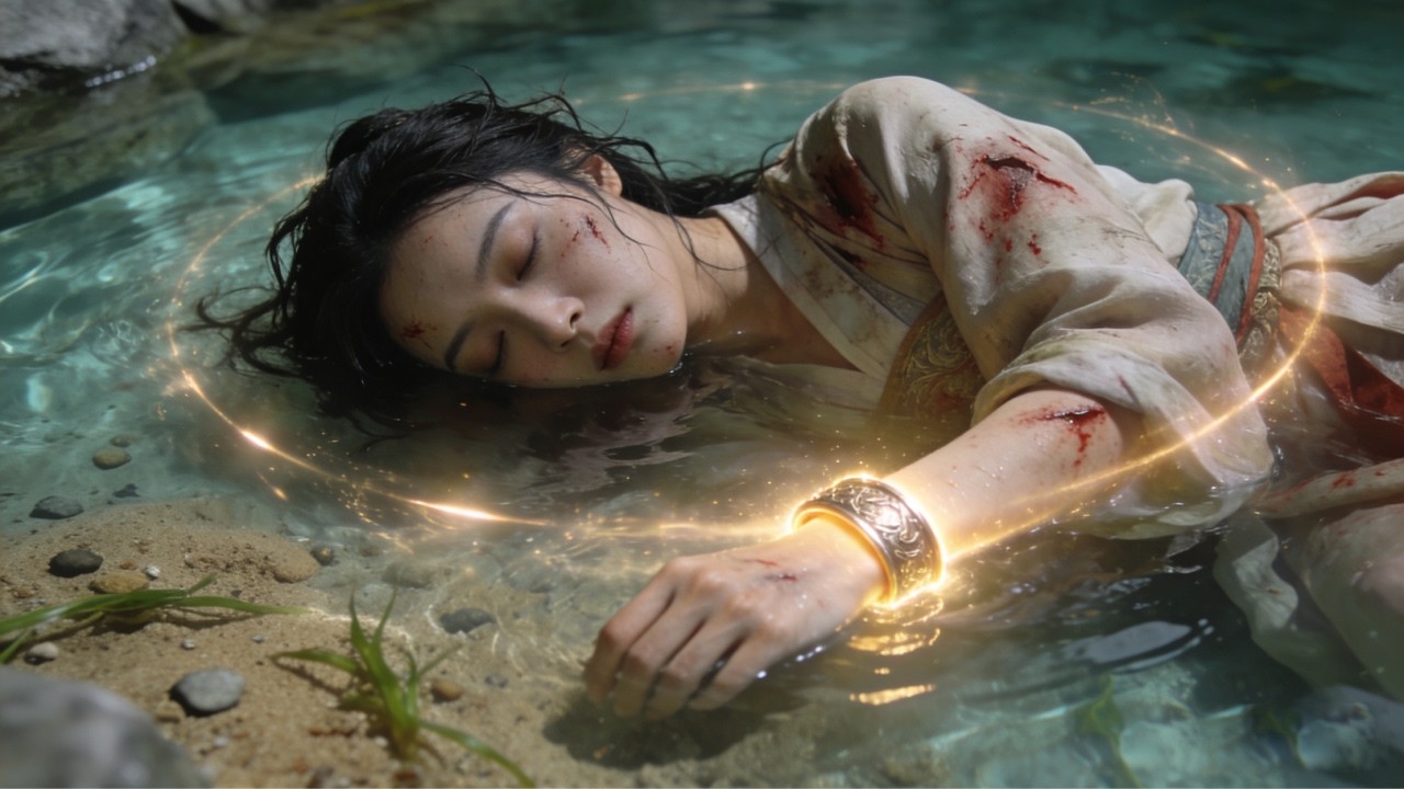 The fairy tried to clear the God of War, was thrown into the pond, but a bracelet saved her.
