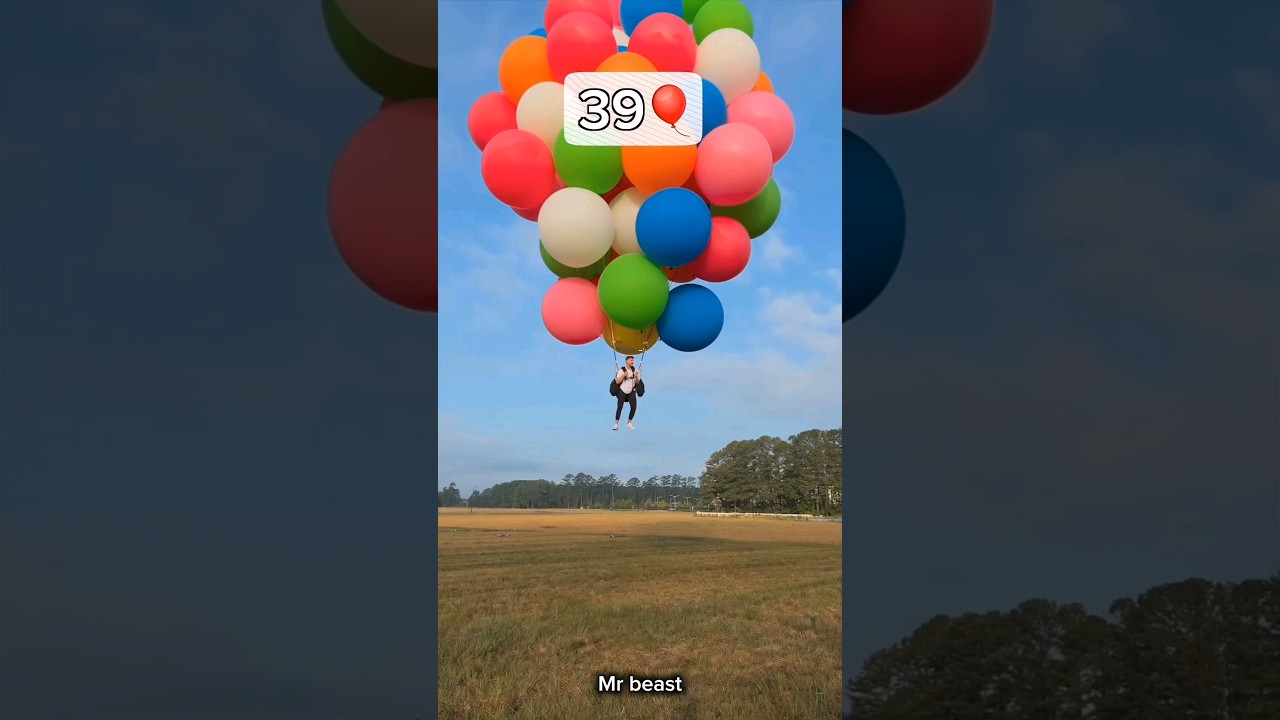 flying using giant helium balloons #mrbeast #experiment #trending #trendingshorts