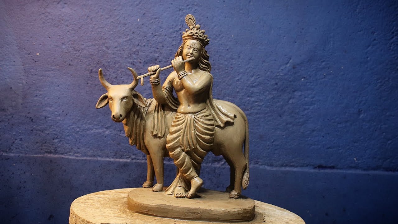 Lord Krishna murti making | Small Krishna idol | clay modelling