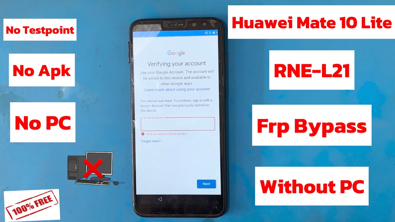 RNE-L21 Huawei Mate 10 Lite Frp Bypass Without PC Without Test Point 100% Free And Easy Method✅✅
