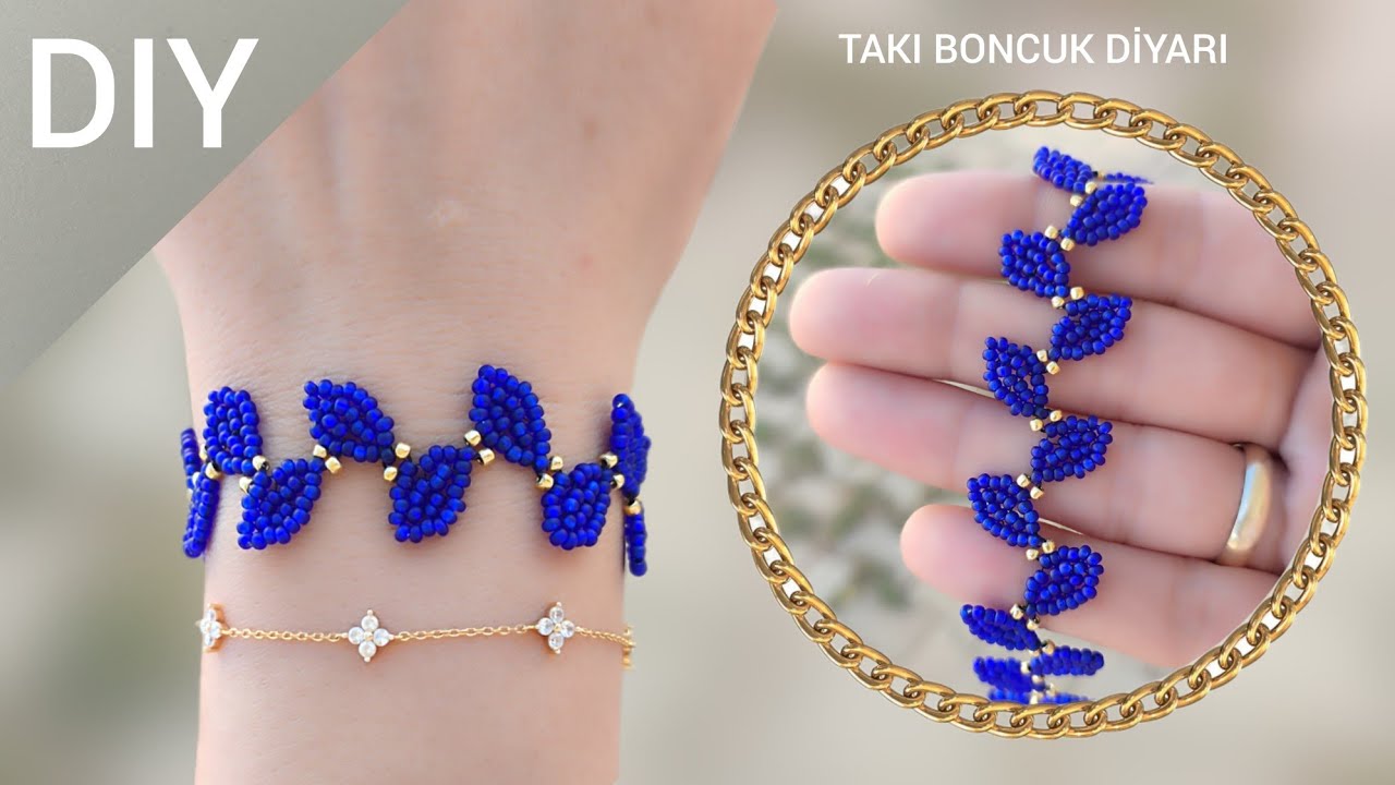 Kum boncuktan Yapraklı Bileklik Yapımı//Seed bead , Leaf Bracelet How to make beaded bracelet