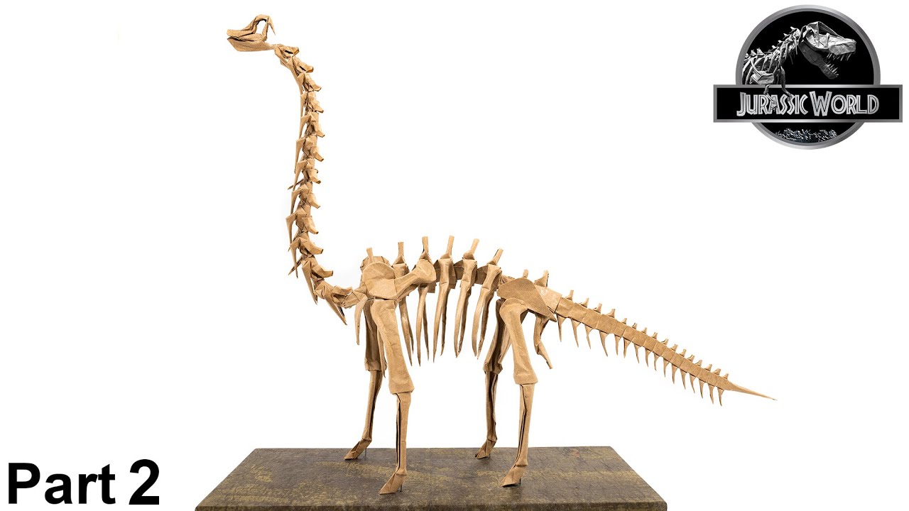 Origami Brachiosaurus skeleton tutorial 4K (Fumiaki Kawahata) part 2 折り紙 ブラキオサウルス Jurassic World
