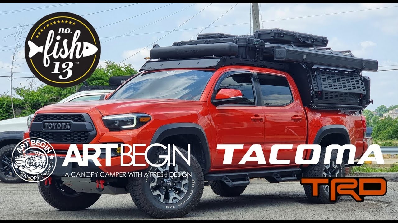 ART BEGIN Camper +  FISH13th TACOMA  installation #artbegin #fish13th #tacoma #toyotatacoma #canopy