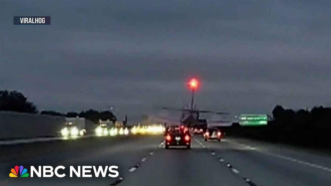 New video shows plane making emergency landing on highway, colliding with car