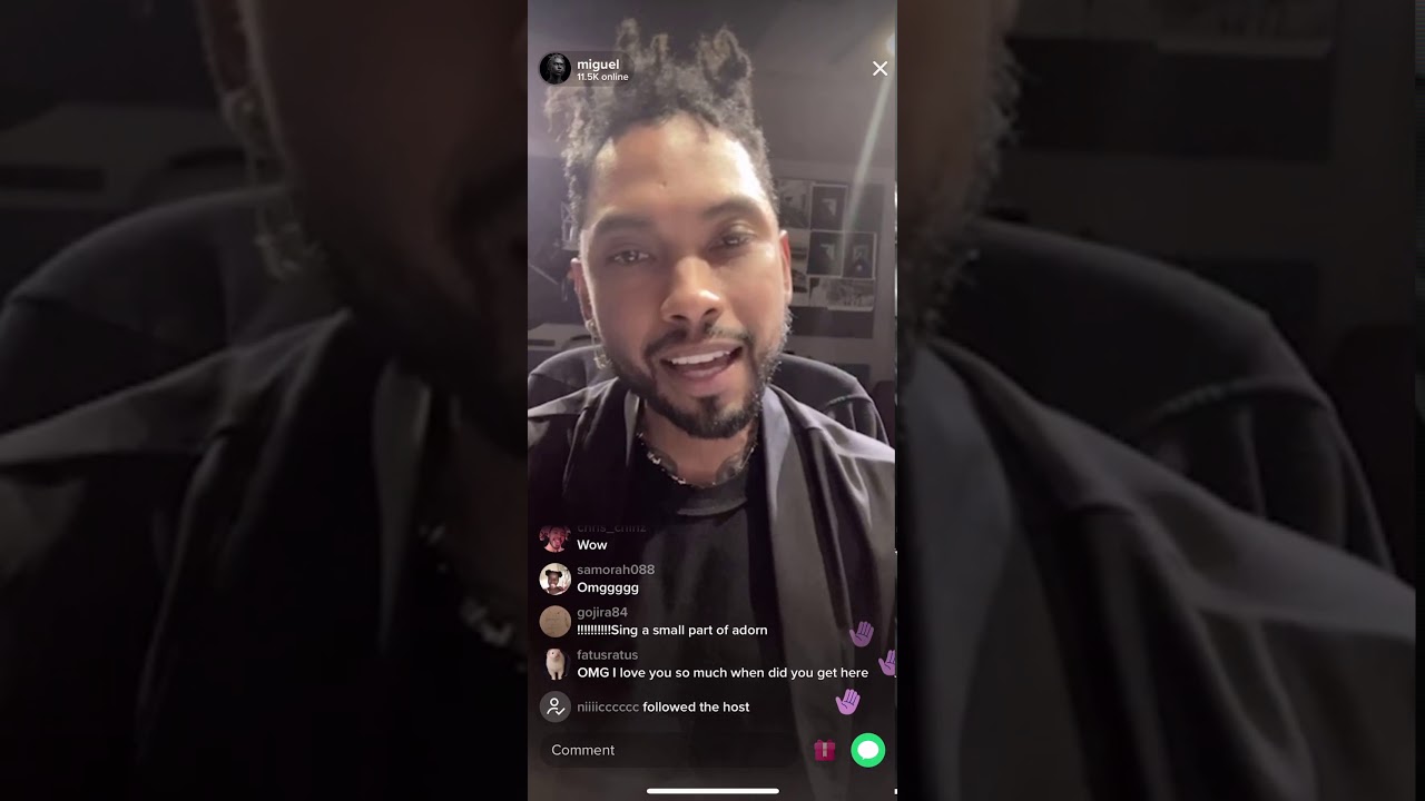 Miguel sings Girl With A Tattoo acapella style on his Live TikTok stream 11/30/2020