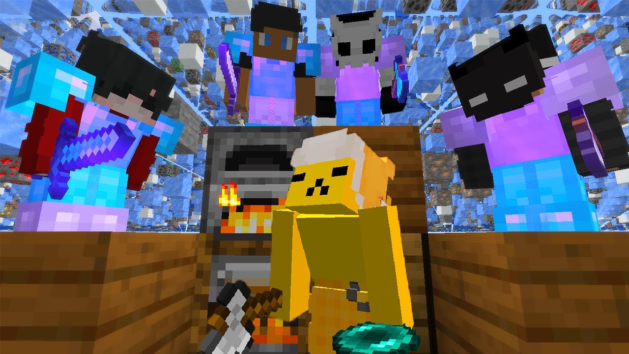 Minecraft Manhunt, mas &eacute; em um mundo Skygrid