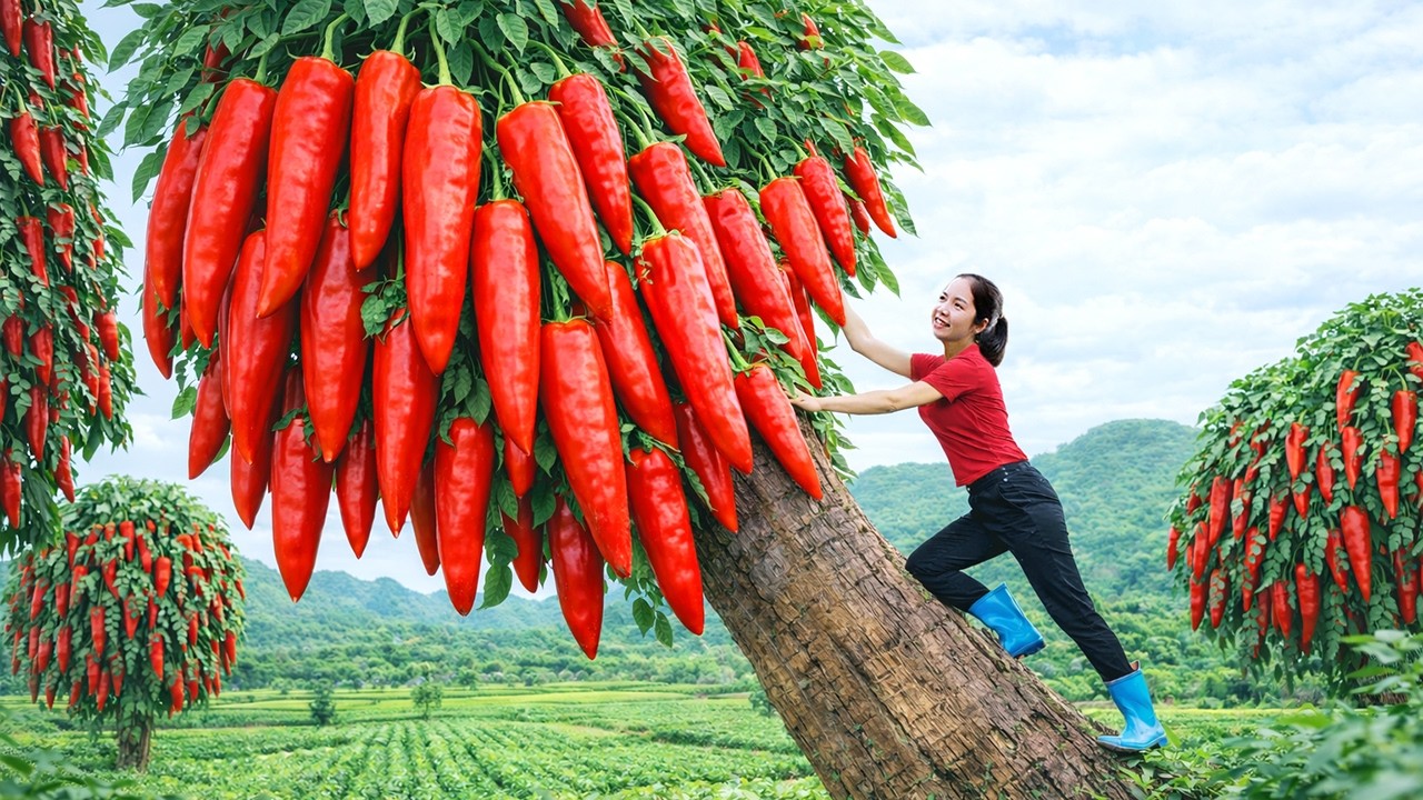 Harvesting 1000+ Giant Tropical Peppers In Zagros Mountains Go To Market Sell, Traditional Cooking