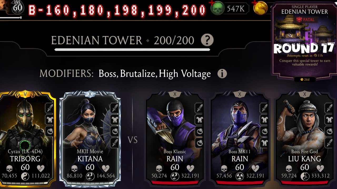 Fatal Edenian Tower Bosses Battle 200 & 160, 180 Fight + Rewards Mortal Kombat Mobile