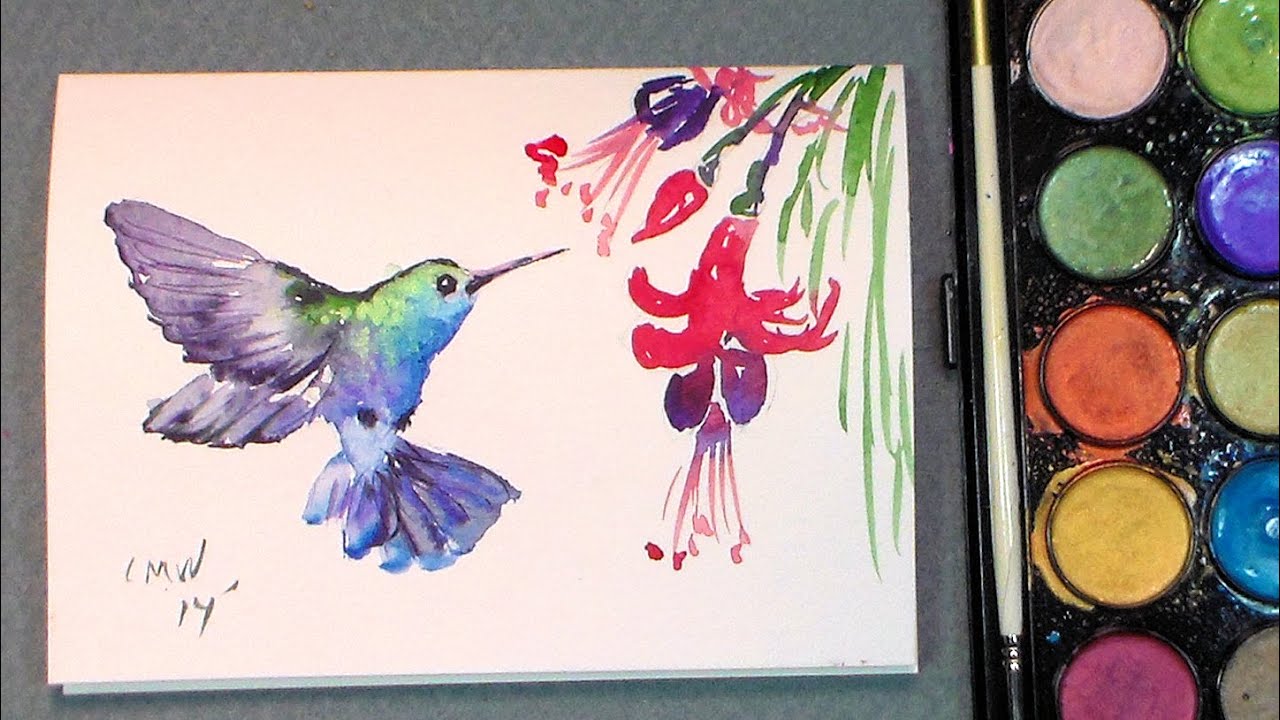 Paint a quick hummingbird in watercolors {quick & easy!}