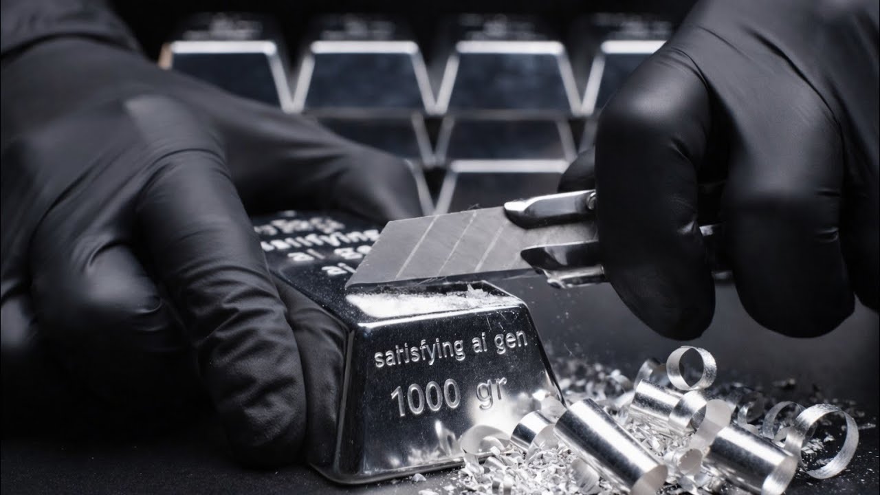 EXTREME Silver ASMR 💎 Zipping, Slicing & Crushing 1kg Bars | Satisfying AI Gen ✨