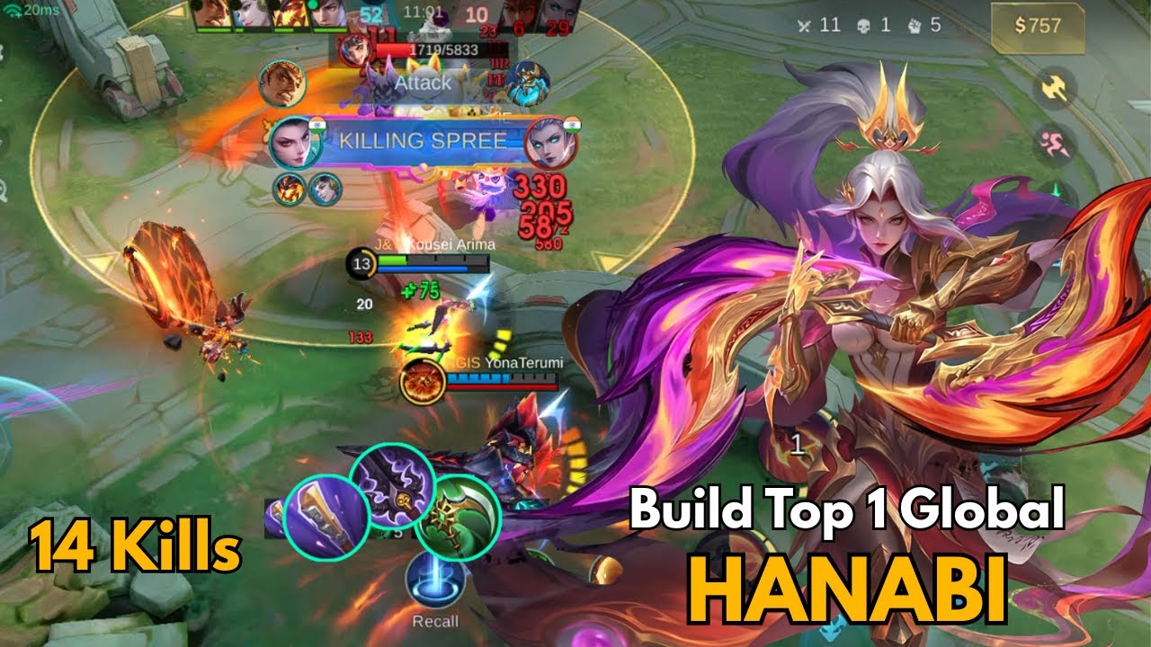 14 Kills !! Legendary Gold Laner Hanabi - Build Top 1 Global Hanabi ~ MLBB