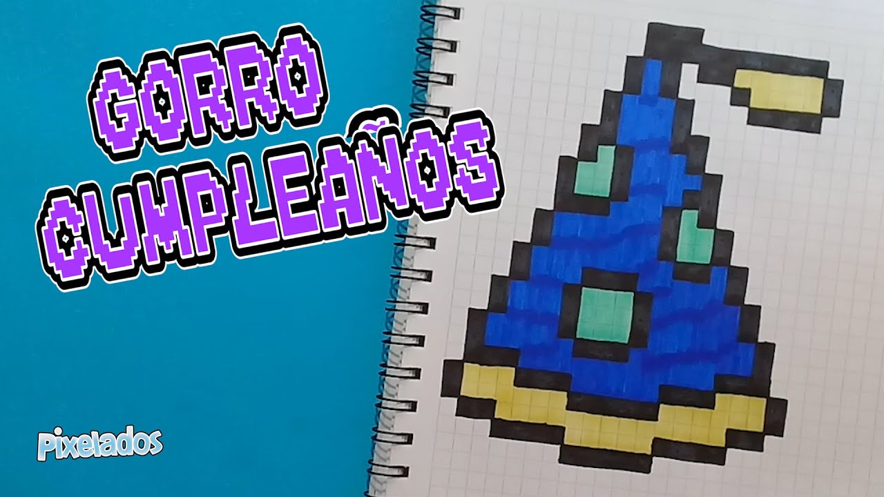 COMO DIBUJAR GORRO DE CUMPLEAÑOS O BONETE PIXEL ART - PIXELADOS