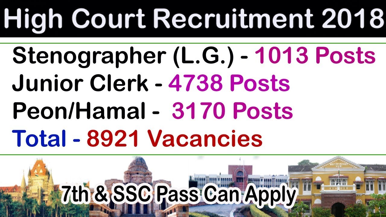 Bombay High Court Recruitment 2018 Stenographer, Clerk & Peon/Hamal at bhc.gov.in/bhcrecruitment