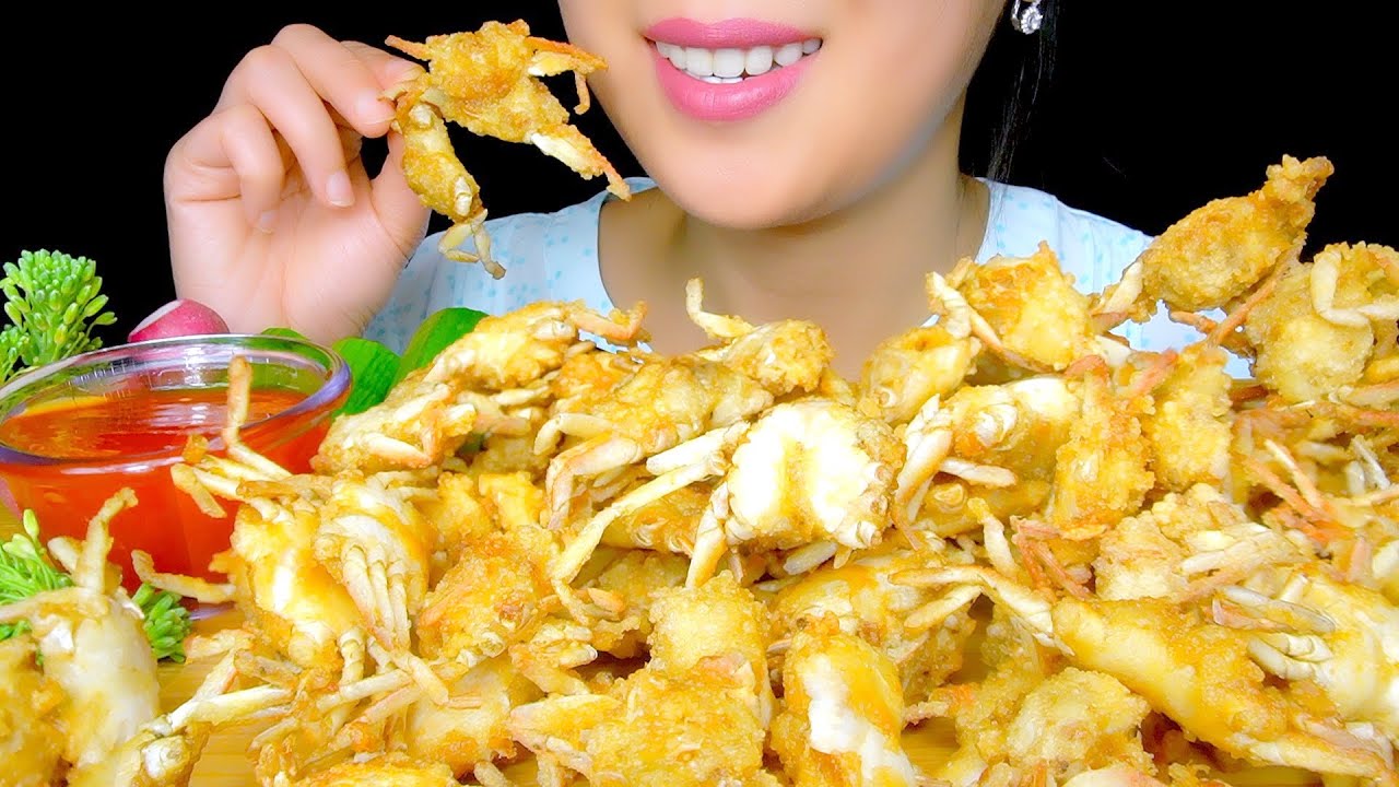 ASMR SEAFOOD DEEP FRIED BABY CRABS | Extreme Crunchy Sounds | No Talking Eating Sounds | TracyN ASMR