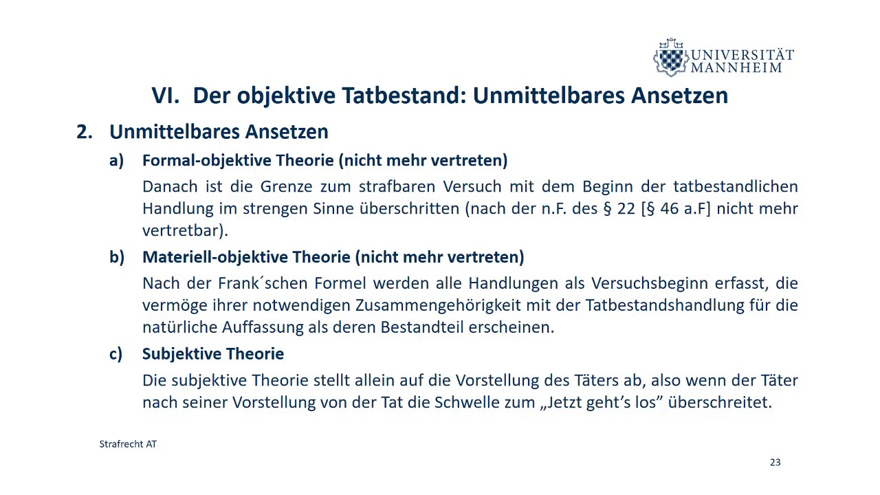 Strafrecht AT Teil 14 (Versuch: Objektiver Tatbestand, Rücktritt)