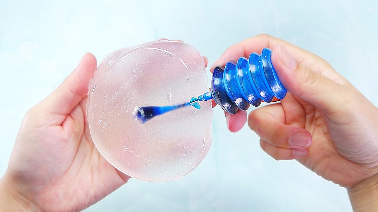 【ASMR】Mochi Icee Slime Coloring もっちりアイシースライムに直接インク流し込んでみた【音フェチ】