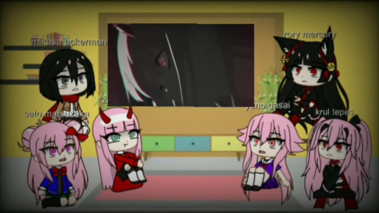 dangerous anime girls react to ??|Attack on titan,Owari no seraph,Mirai Nikki,Darning in the franks
