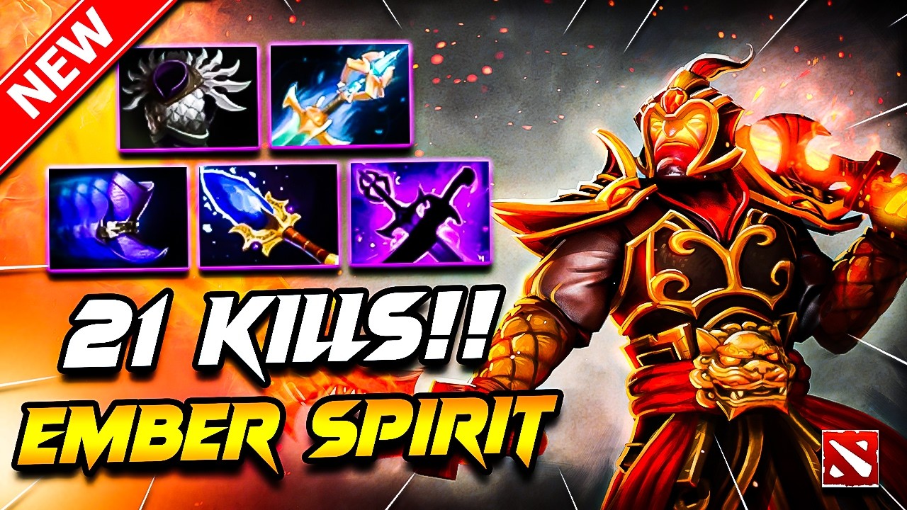 EMBER SPIRIT Dota 2 Gameplay | x21 Kills!! Ember Spirit DOTA 2 Carry Build Pro Gameplay 7.40