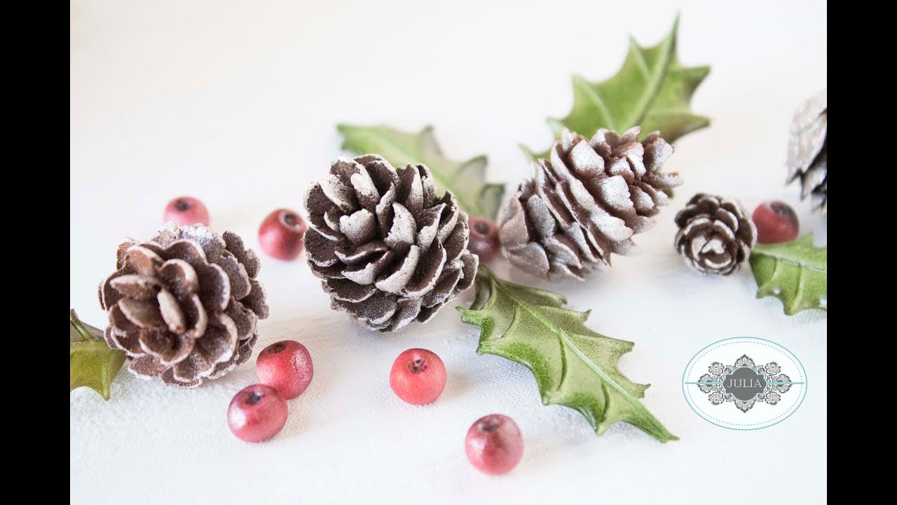 Royal Icing and Fondant Pine Cones, Holly Leaves, and Berries: A Companion Video