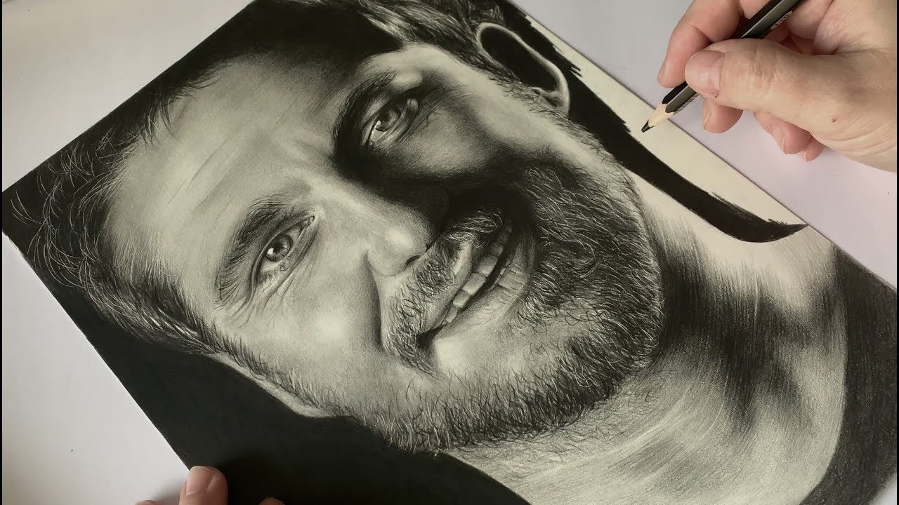 Drawing Gerard Butler (Faber-Castell Pitt graphite Matt pencils)