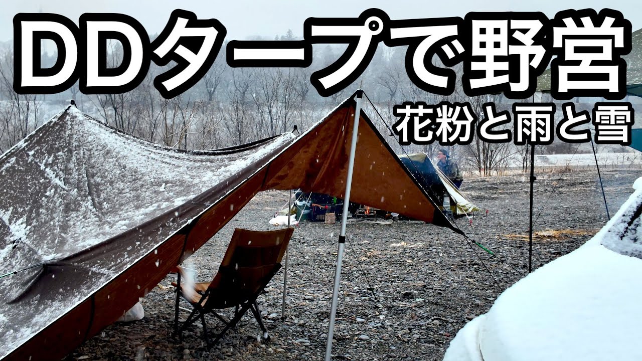 【雨雪キャンプ】DDタープ４×４で野営