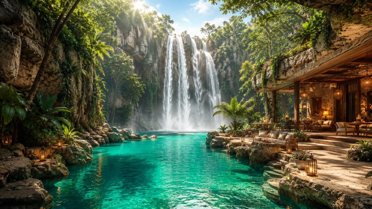 Tropical Waterfall Sounds & Forest Birds 🌿 Peaceful Jungle Ambience for Deep Relaxation
