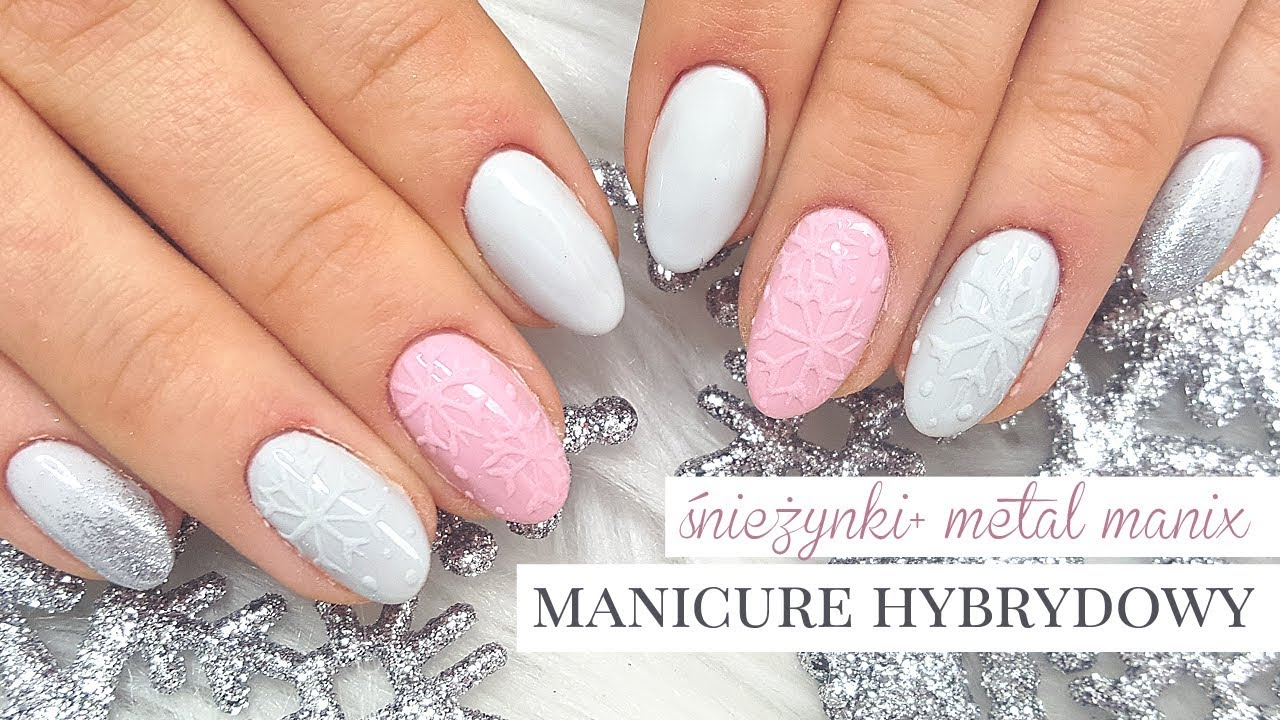 Zimowy Manicure Hybrydowy | Ręcznie Malowane Śnieżki 3D + Ombre Metal Manix | Indigo Mama Style