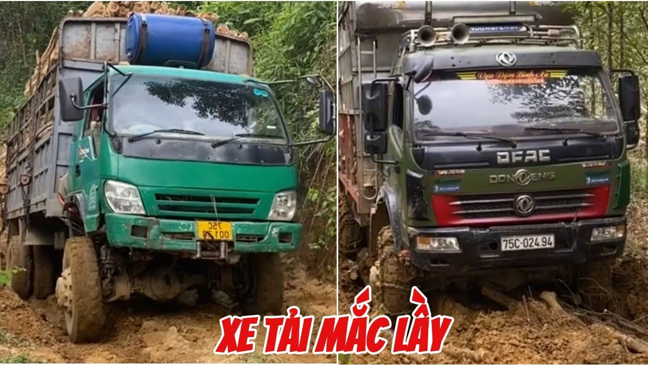 Những Xe Độ 6 Máy DONGFENG, CHIẾN THẮNG Chở Gỗ Bị Dính Lầy